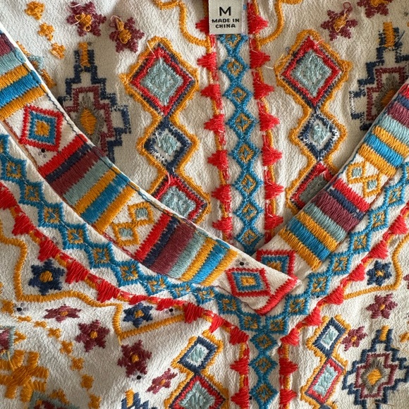 John Mark Embroidered V-neck BOHO Colorful Blouse - Picture 9 of 10
